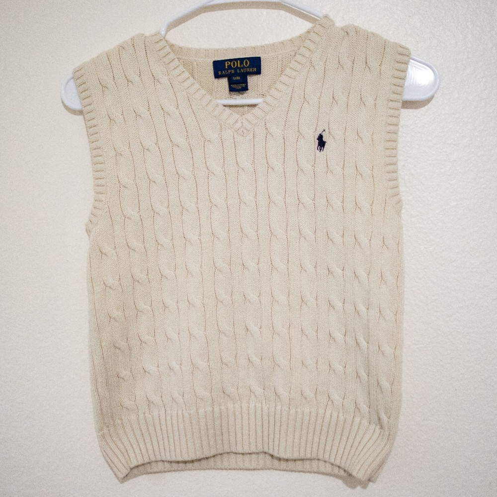 Tan Polo by Ralph Lauren Knit Sweater Vest YS